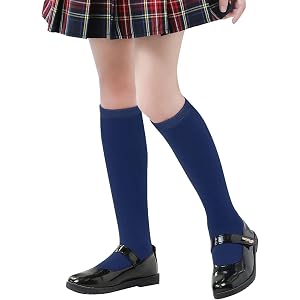 Century Star Girls Knee High Socks Seamless Cotton School Uniform | Seamless Toe,Heel-Less Tube Design,Secure Stay-Up Cuff