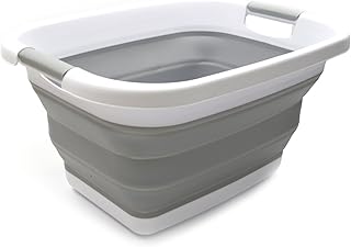 SAMMART Zusammenklappbarer Wäschekorb / -wanne - Faltbarer Aufbewahrungsbehälter/Organizer - tragbarer Waschbehälter - platzsparender Korb - Kofferraum-Aufbewahrungsbox (Grau)