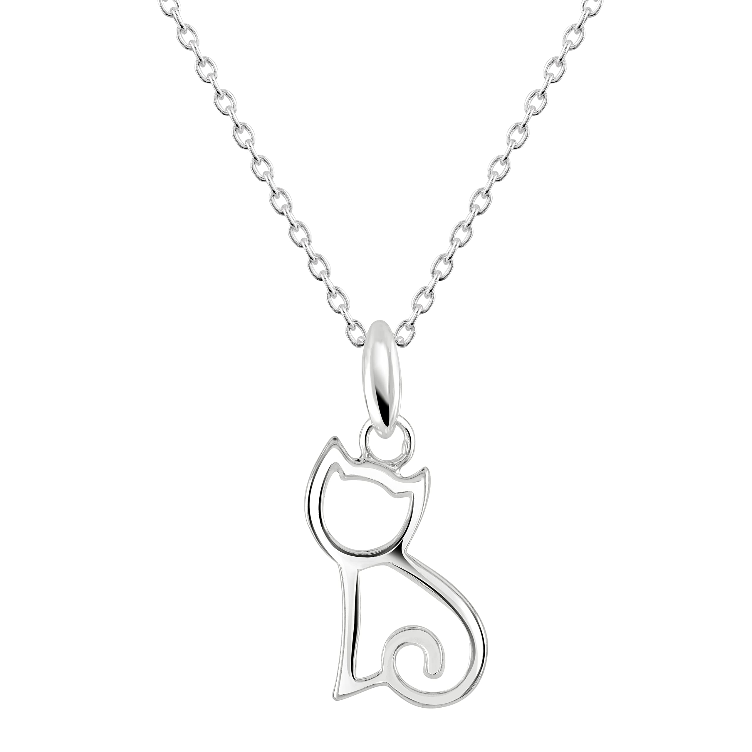 Dew Sterling Silver Kitten Necklace - 18"