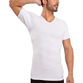 Ejis Sweat Defense Undershirt | V Neck | Underarm Sweat Proof Micro Modal | Odor Control, Silver-Infused Fabric, Moisture Protection, Breathable Stretch, Machine Washable