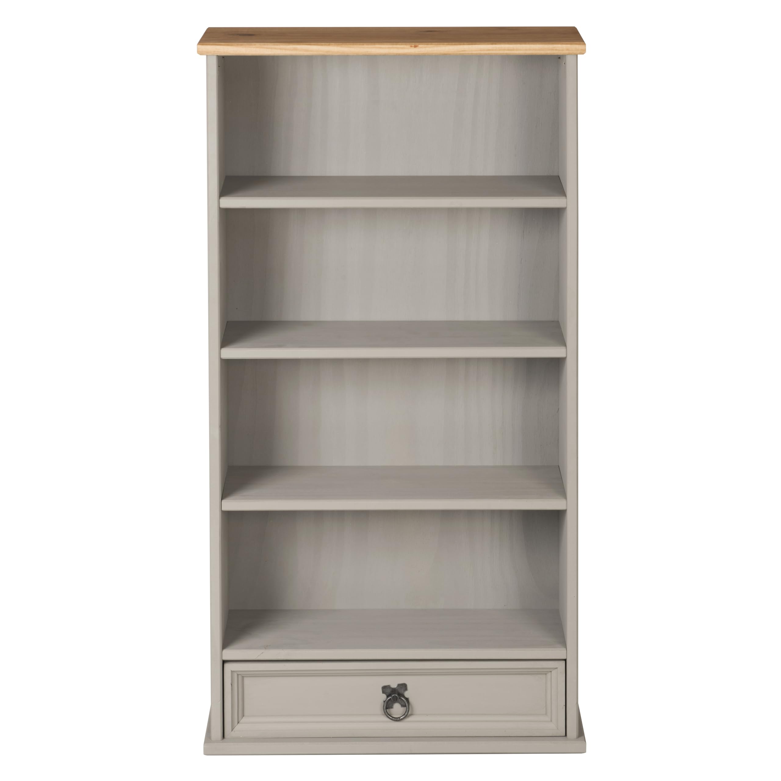 Mews Corona Grey 1 Drawer Bookcase DVD CD Rack Mexican Solid Pine Wood