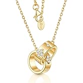 TIMELESSTAR Gold Clover Necklaces for Women Dainty Pendant with Premium Moissanite|Lab-Grown Emerald|925 Sterling Silver 14K Gold Plated Non Tarnish