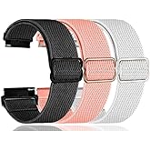 Jieinyin Compatible for EGQINR H38 H31Smart Watch Bands, Nylon Stretch Watch Strap Fabric Breathable Adjustable Wristband (3-PACK)