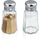 1st Choice Salt and Pepper Shakers with Stainless Tops Set of 2 (Paneled Shakers)