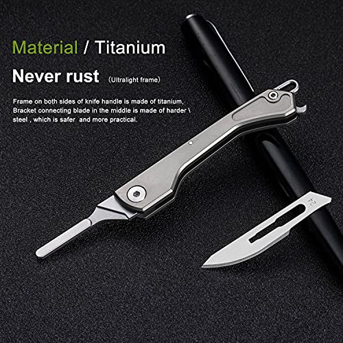 edcfans Titanium Folding Scalpel Knife with Bottle Opener, EDC Keychain