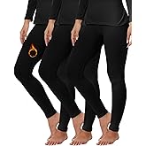 Patelai 3 Pack Women Fleece Lined Leggings Thermal Winter Tights Low Waisted Thick Underwear Bottom Warm Base Layer Pants