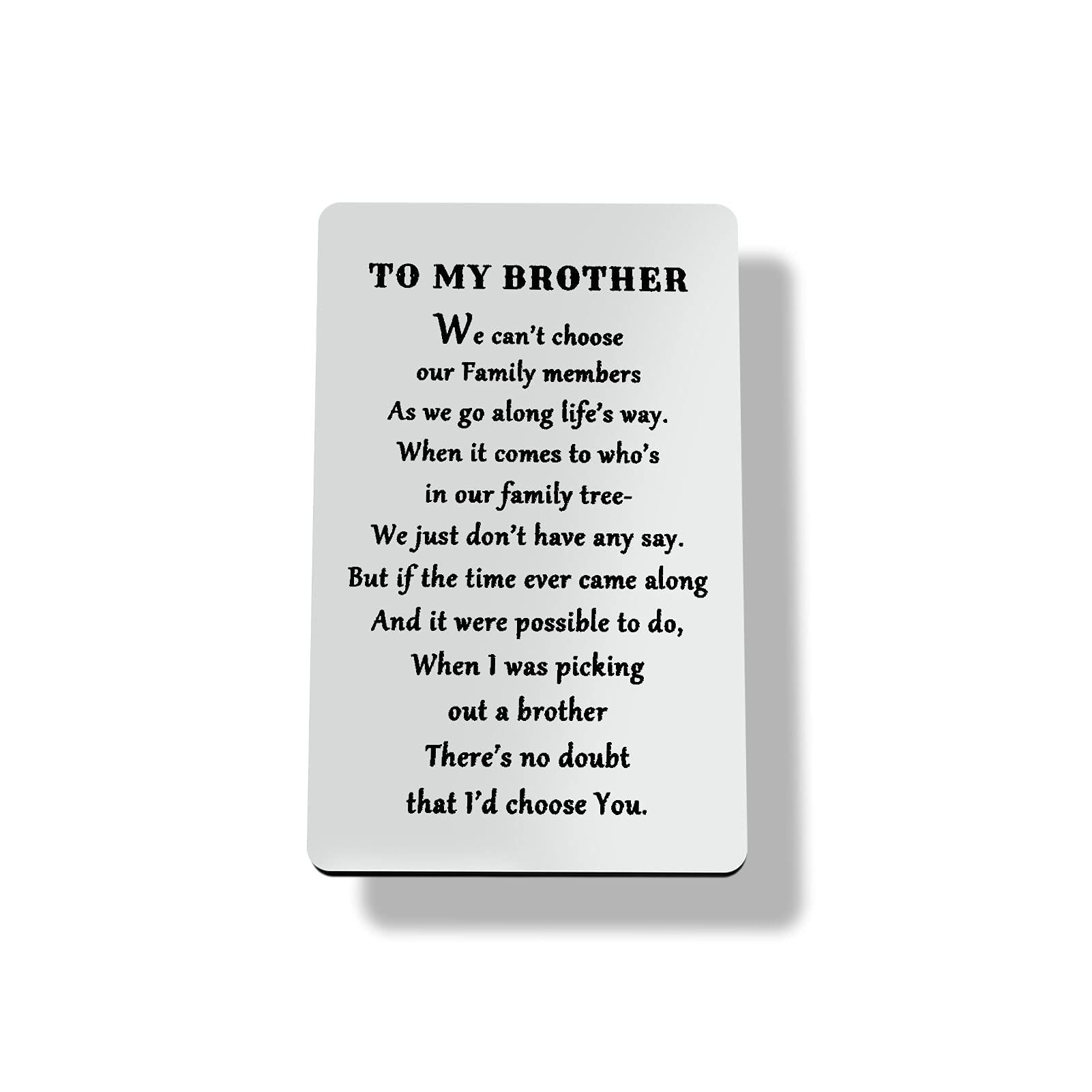 To My Brother Gifts Engraved Wallet Card Inserts for Brother Christmas Birthday Gifts for Stepbrother Men Metal Wallet Card Inserts from Sister Father's Day Presents for Him
