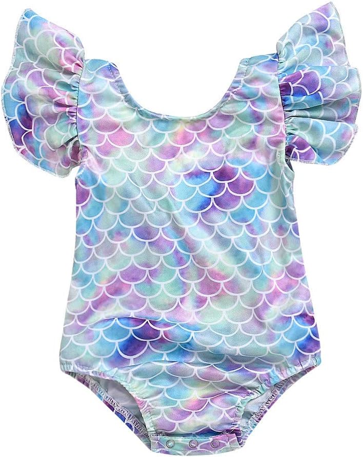 HINITINA Baby Girls Swimming Costume Swimsuit One Piece Bikini Rainbow Fish Scale Bathing Suit