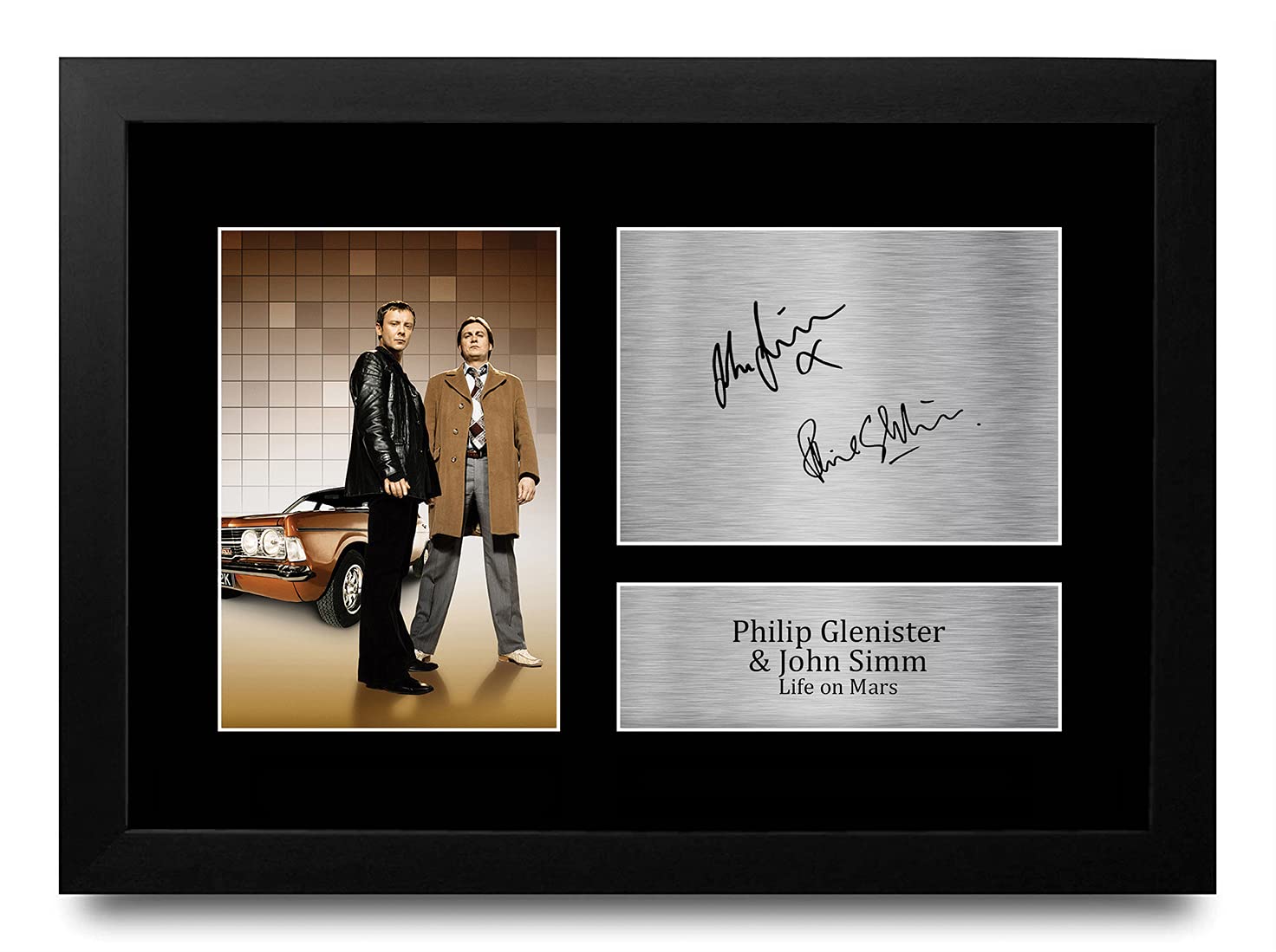 HWC Trading FR A4 Philip Glenister & John Simm Life on Mars Gifts Printed Signed Autograph Picture for TV Show Fans - A4 Framed
