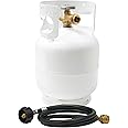 Flame King Bundle 5LB Steel Propane Tank Cylinder with OPD Valve + 4-FT Propane Adapter Hose for Camping, Fire Pits, Heaters, Grills, Overlanding