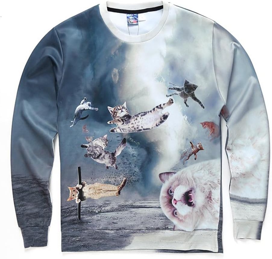 Fsanly Space Galaxy Hoodies Men/Women Autumn Winter Thin Style Print Many Cats 3D Sweatshirts