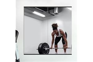 Delma Home Gym Mirror, Large Full Body Mirror for Yoga, 48''x24''x2PCS, Glass Frameless Mirror for Wall Mounted, Wall Mirror for Home Gym, Garage, Bedroom, Bathroom (Black - 48'' x 24'' - 2PCS)