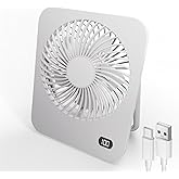 Faryuan Small Desk Fan, Rechargeable Folding Personal Portable Fan, 2000maH Battery, 5 Speeds, Adjustable Mount Quiet Tabletop USB Fan for Office Outdoor Home