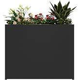 GMTALNBO 38" L x 10" W x 30" H Black Planter Box - Thickened Galvanized Steel with Weather-Resistant Coating, Heavy-Duty Raised Garden Bed for Outdoor Plants, Easy Assembly &amp; Adjustable Feet