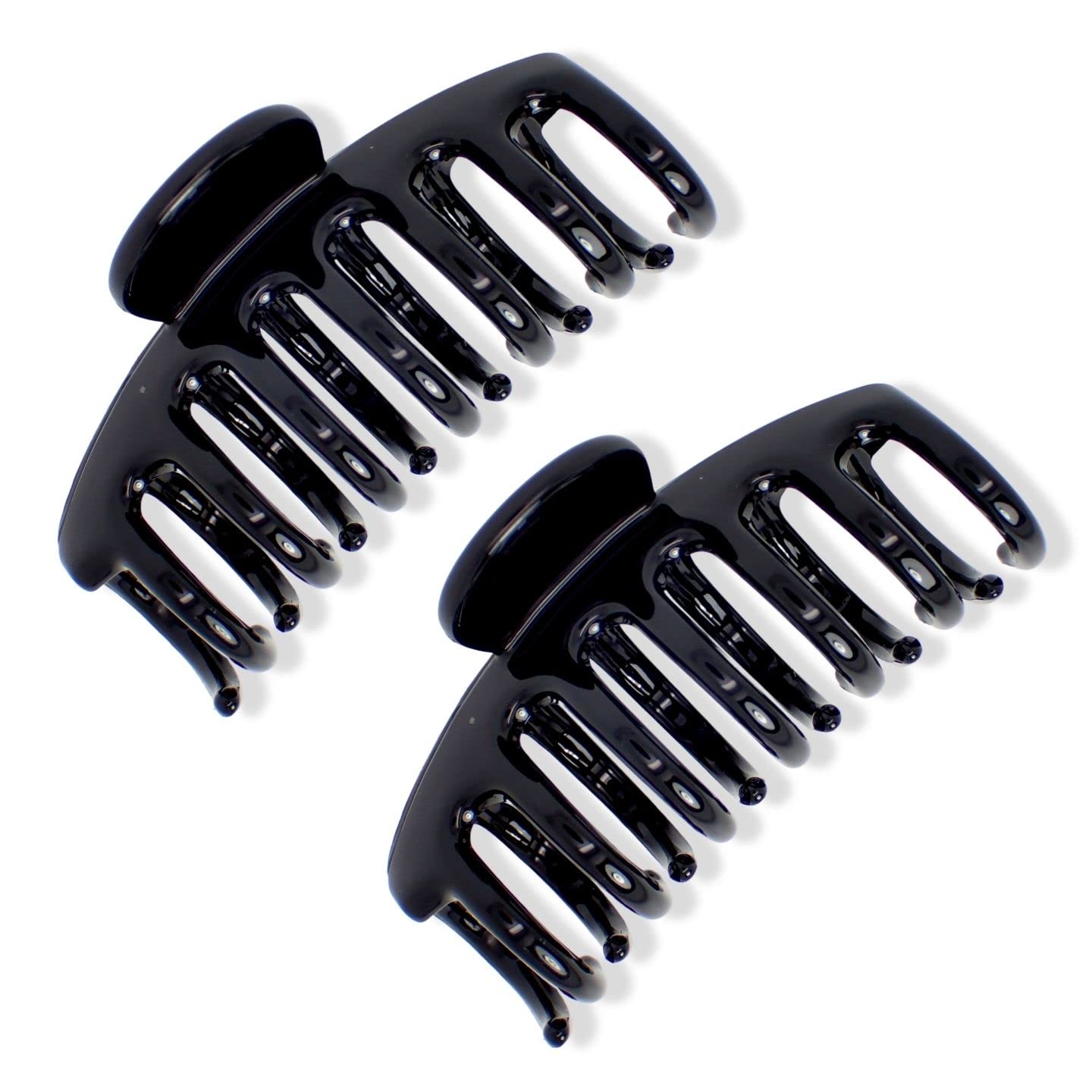 Topkids Accessories 2x 6cm/2.4" Small Mini Hair Claw Clips Hair Clips Women Clips for Hair Claw Grip Hair Clip Hair Claws Hair Claw Clip for All Hair Types Thick and Fine Hair 2pc (Black)