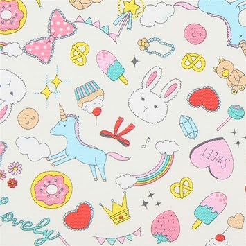 Tela Oxford Color Crema Con Unicornios Coloridos Conejos Arcoiris Corazones Etc Por Unidad De 0 5 Yardas Amazon Es Amazon Es