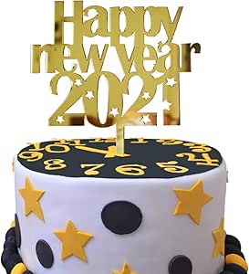 Happy New Year 2021 Cake Topper,Acrylic Glitter Little ...