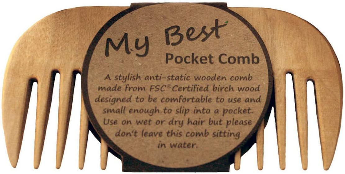 COMB-MY BEST Hair care wooden comb, all types straight to curly, eco friendly FSC certified birch wood, pocket sized