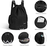 RYACO Drawstring Backpack Sports Gym Bag Large Water-Resistant with Pockets view 2