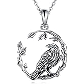 VONALA Raven Necklace 925 Sterling Silver Norse Branch Birds/Crow Necklace Viking Pendant Jewelry Gift for Women Men