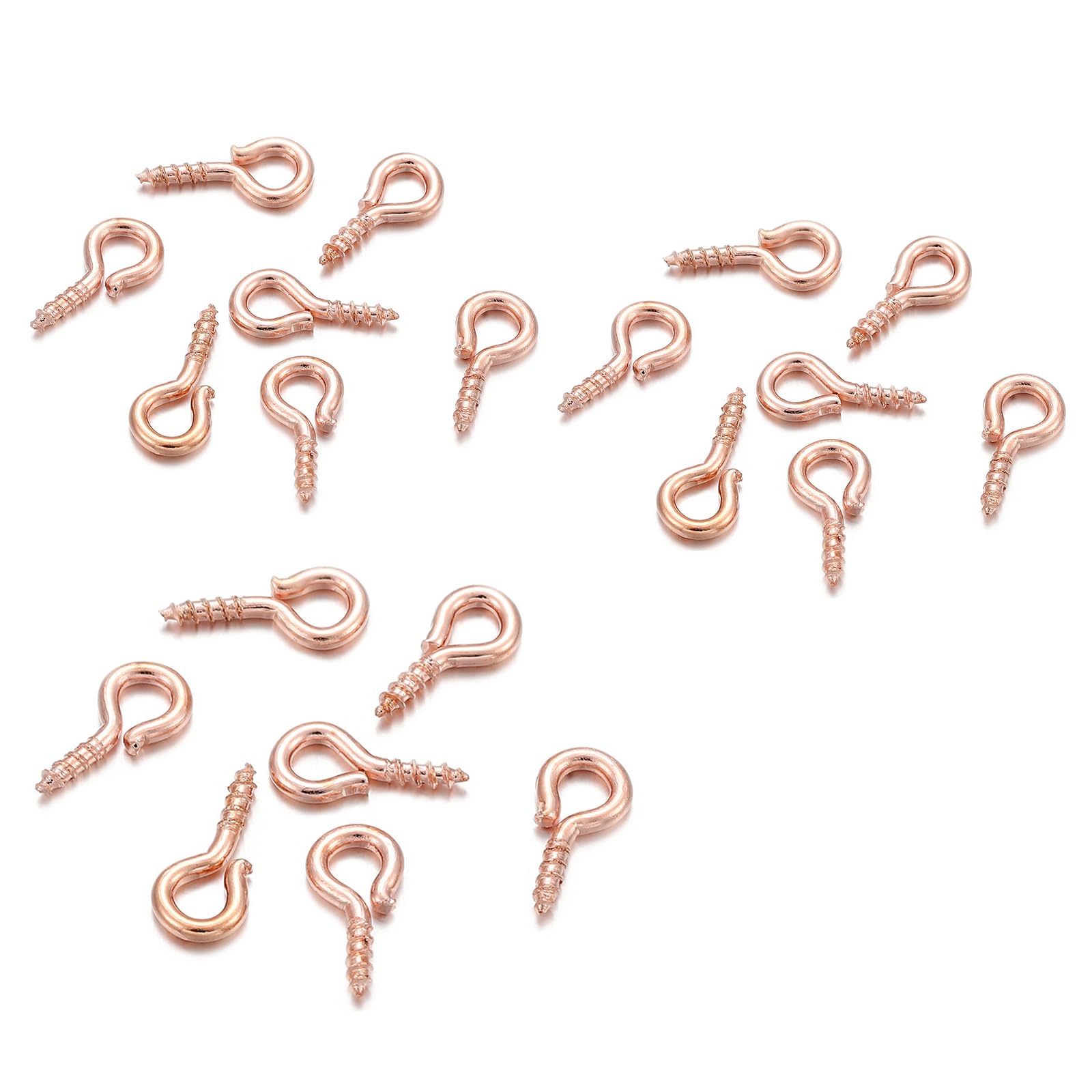 200 Pcs Small Eyelet Screws, 6 x 13mm Metal Eye Pins Hooks, Eye Bolts Screws, Rose Gold
