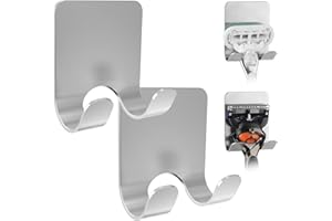 Linkidea 2 Pack Wall Mount Razor Holder for Shower, Self Adhesive Shaver Hooks, Stainless Steel Sticky Hanger Compatible Gillette with Venus Platinum, Fusion 5 Proshield, Mach 3 Classic (Silver)