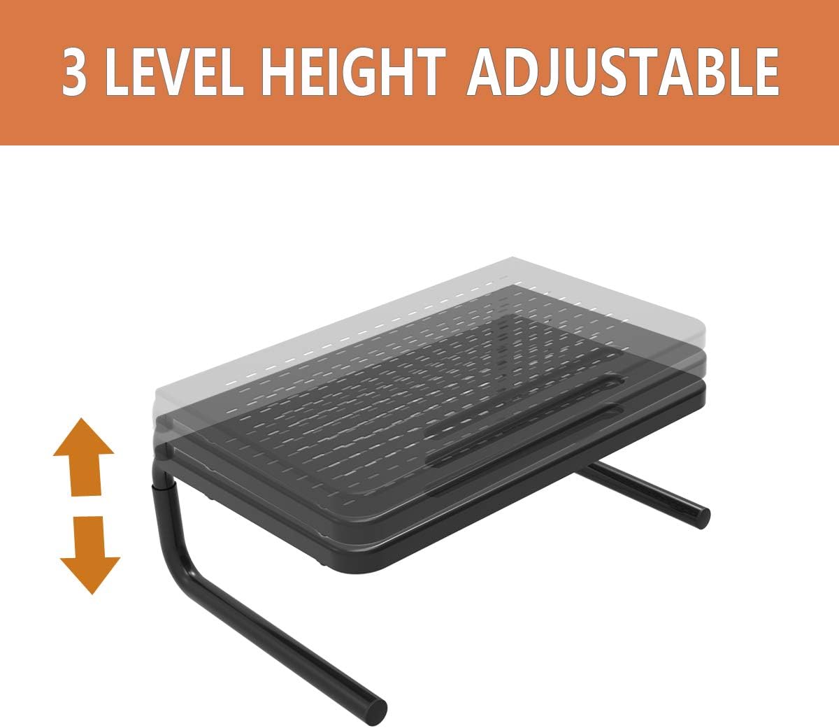 Self Leveling Computer Monitor Riser 2 Pack Computer Monitor Stand Riser with 3 Level Height adjustable for ...