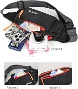 Hongking Bumbag Waist Fanny Pack Running Belt Waterproof 3 Pockets Black view 2