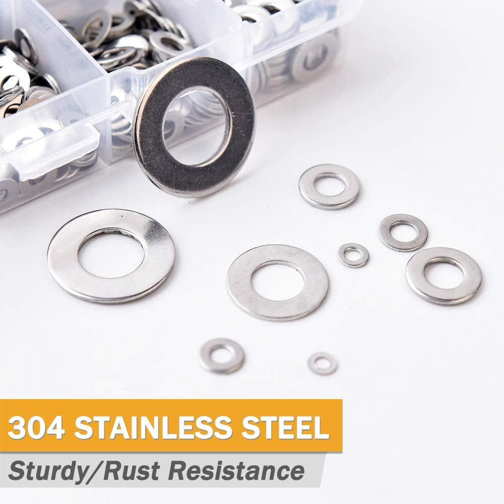 Goysen Stainless Steel Flat Washers, 360PCS Assorted Flat Metal Washers with Plastic Compartment Container - Image 4