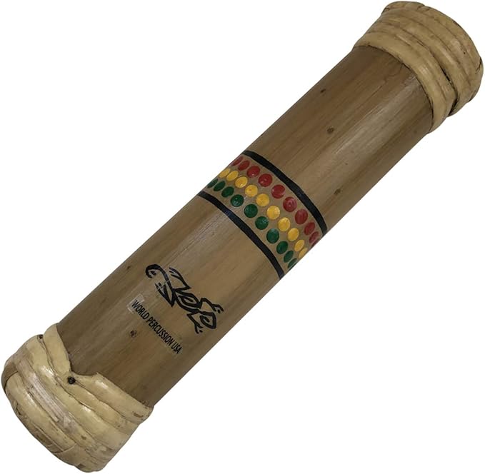 8" Bamboo Rainstick Painted Rasta Gecko Small Size, by