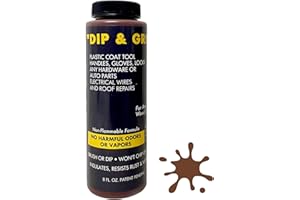 LIQUID LEATHER Dip and Grip (Brown) Rubberized Plastic Coating Tool Handles Broken Wires Gloves Vehicles Abrasion Corrosion Slipping- 8 Fl. Oz