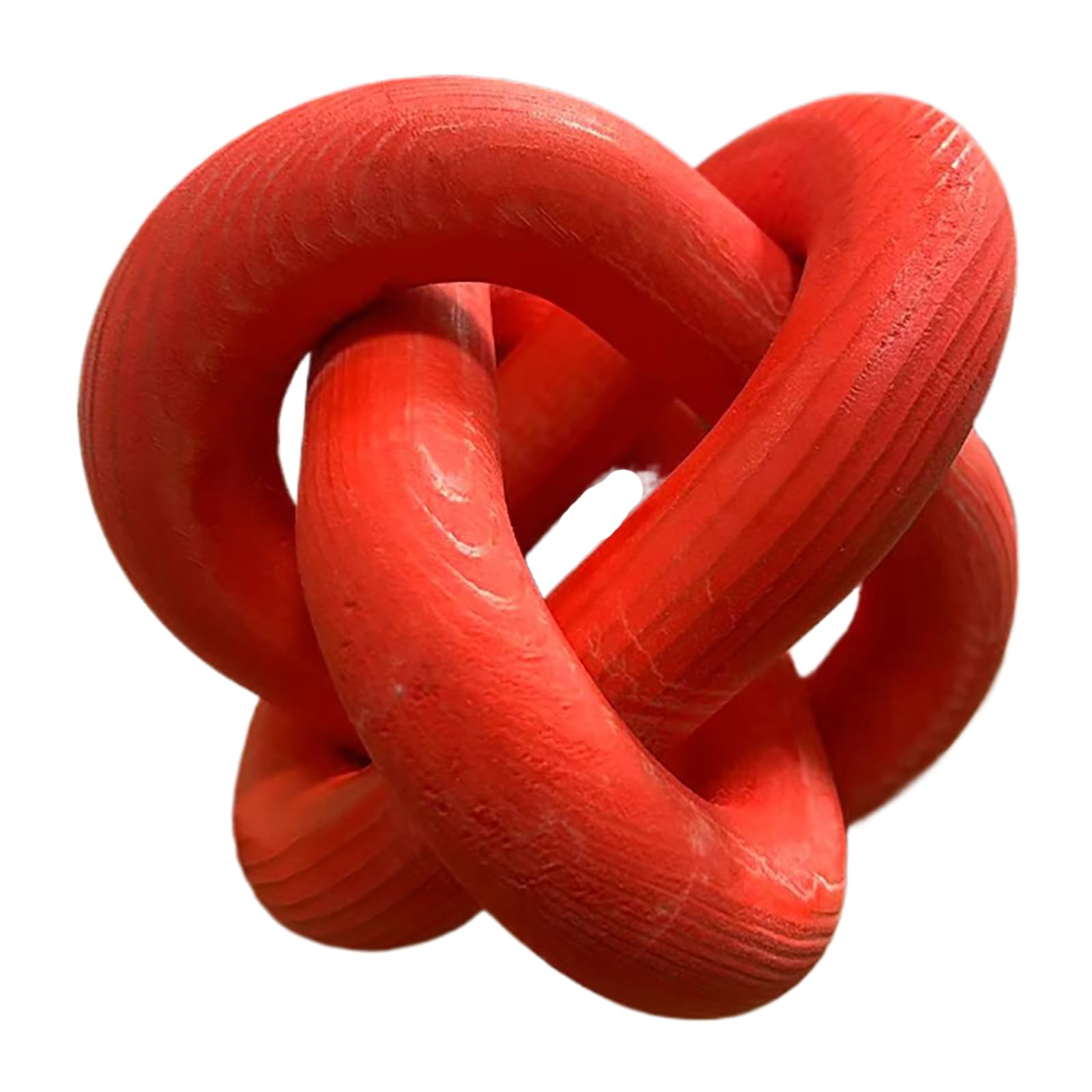 Photo 1 of Wood Knot Chain Link Decor - 3 Link Boho Wooden Hand Carved Decorative Wooden Links Knots for Coffee Table Entryway Modern Farmhouse Shelf Decoration (Red)