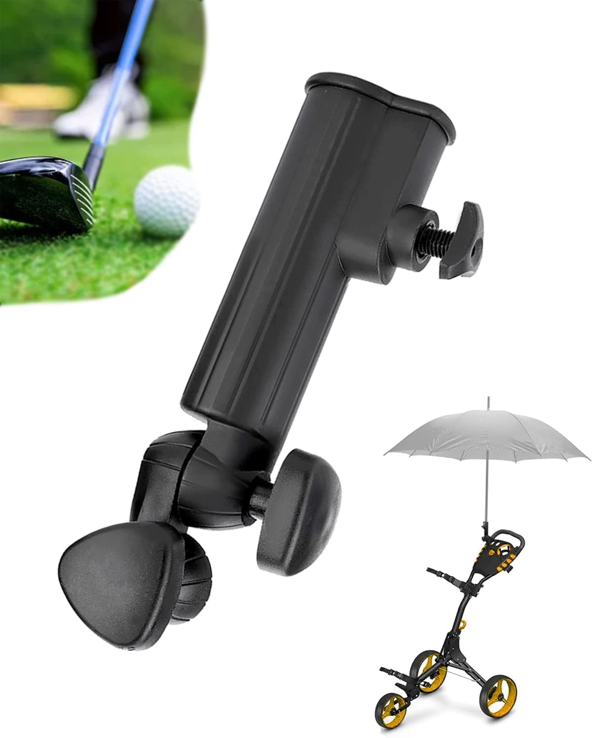 Jadeshay Golf Trolley Umbrella Holder,Golf Cart Umbrella Stand Universal Adjustable Umbrella Holder Golf Cart Umbrella Holder Golf Trolley Stand for Cylindrical Handle Baby Pram Wheelchair Bike