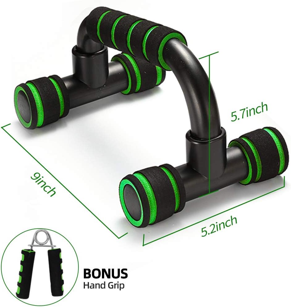 ROSRAN Push Up Bars Pushup Handle with Cushioned Foam Grip - Portable Pushup Stands for Home Workout Equipment - Push Up Handles for Floor Fitness Sturdy Structure with Grips Strengthener Green : Sports & Outdoors