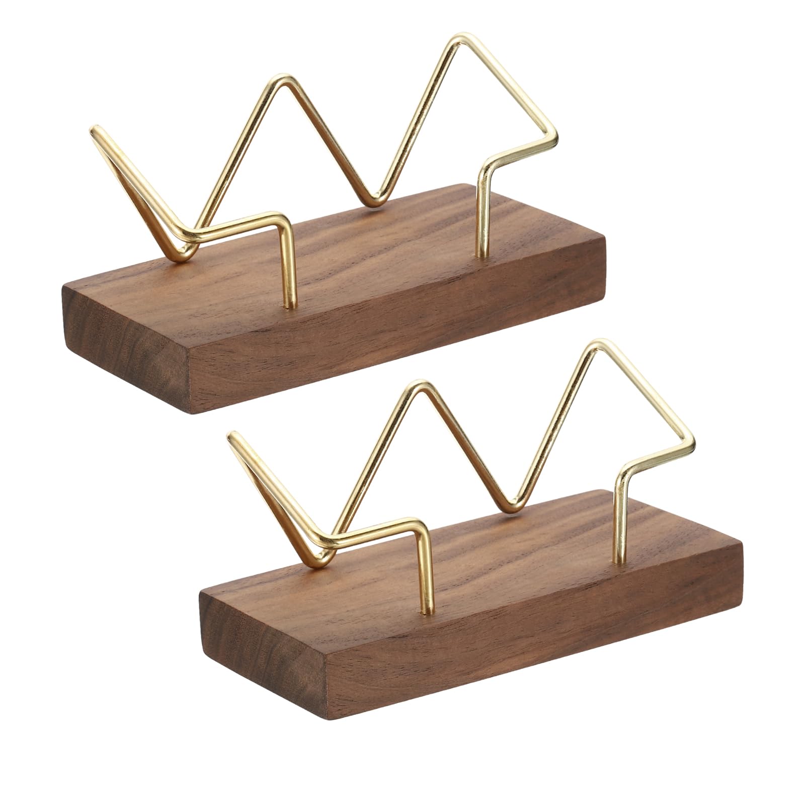 PATIKIL Business Card Holder for Desk, 2 Pack Wood Business Card Holders Wooden Card Stand Organizer Cards Display, for Office Exhibition Dark Brown