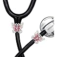 HEYGOO 2 Pack AB Pink Butterfly Bling Stethoscope Charms, Stethoscope Id Name Tag for Doctor Nurse Christmas Gift