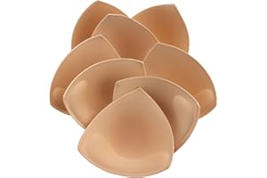 KSang Bra Pads Inserts 4 Pairs Sewn Edges Breast Padding for Sports Bras Swimsuits Bikini A, B, C, D Cup Available, Beige, B