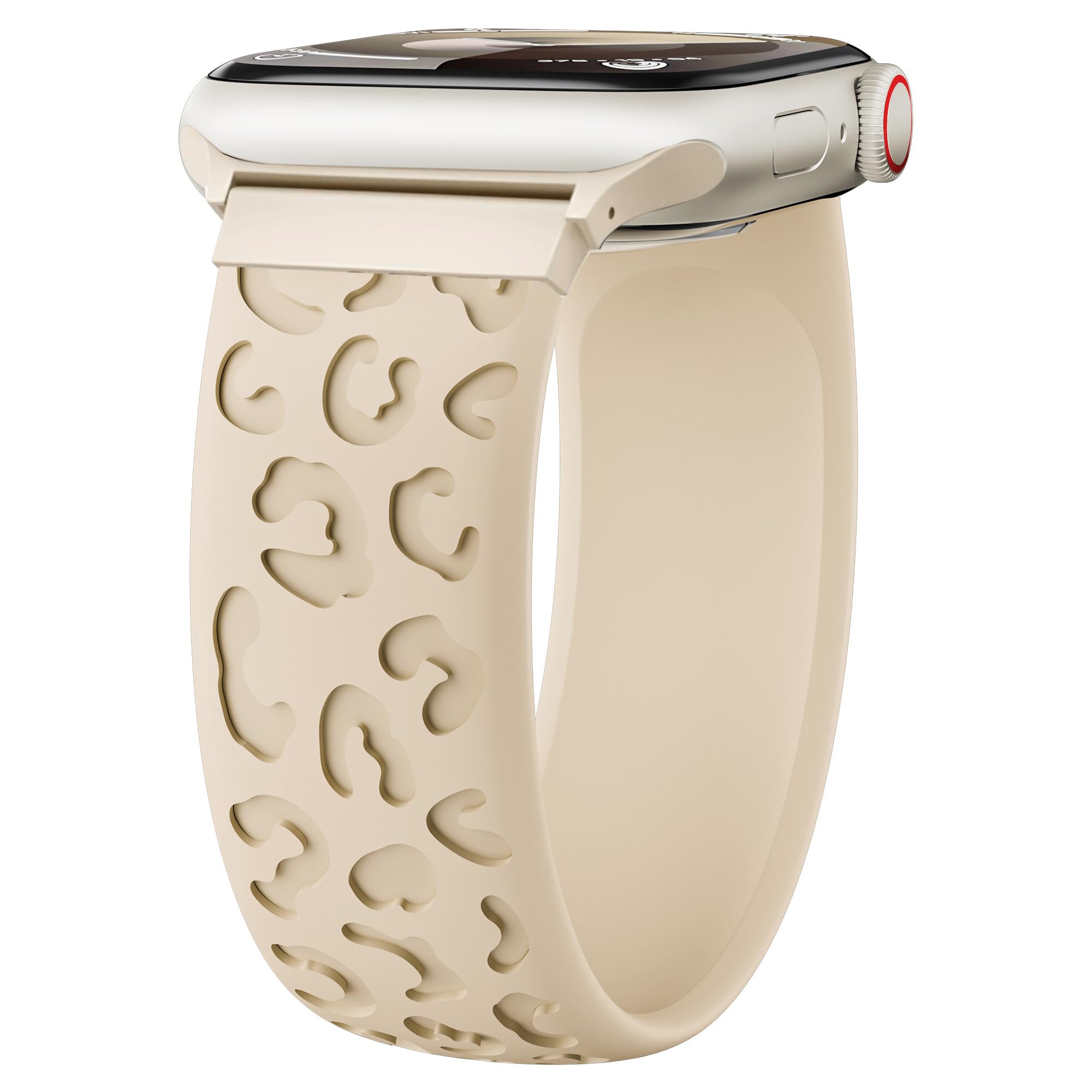 Silicone Solo Loop for Apple Watch Band 41mm 40mm 38mm 45mm 44mm 46mm 42mm Women/Men,Stretchy Engraved Sport Band Leopard Print Elastic Strap for iWatch Series 11 10 9 8 7 6 5 4 3 SE 3/2nd Ultra 49mm
