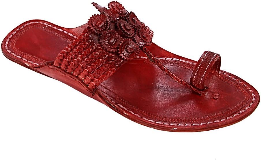 Incredible Seven Braids Cherry Red Kolhapuri Chappal for Men KRKA-M-291