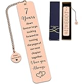 Copper Anniversary Bookmark Gifts for Her Him 7 Year Copper Anniversary Wedding Gifts for Wife Husband Couple 7th Metal Anniversary Bookmarks Gift for Boyfriend Girlfriend 7 Years Down Forever to Go