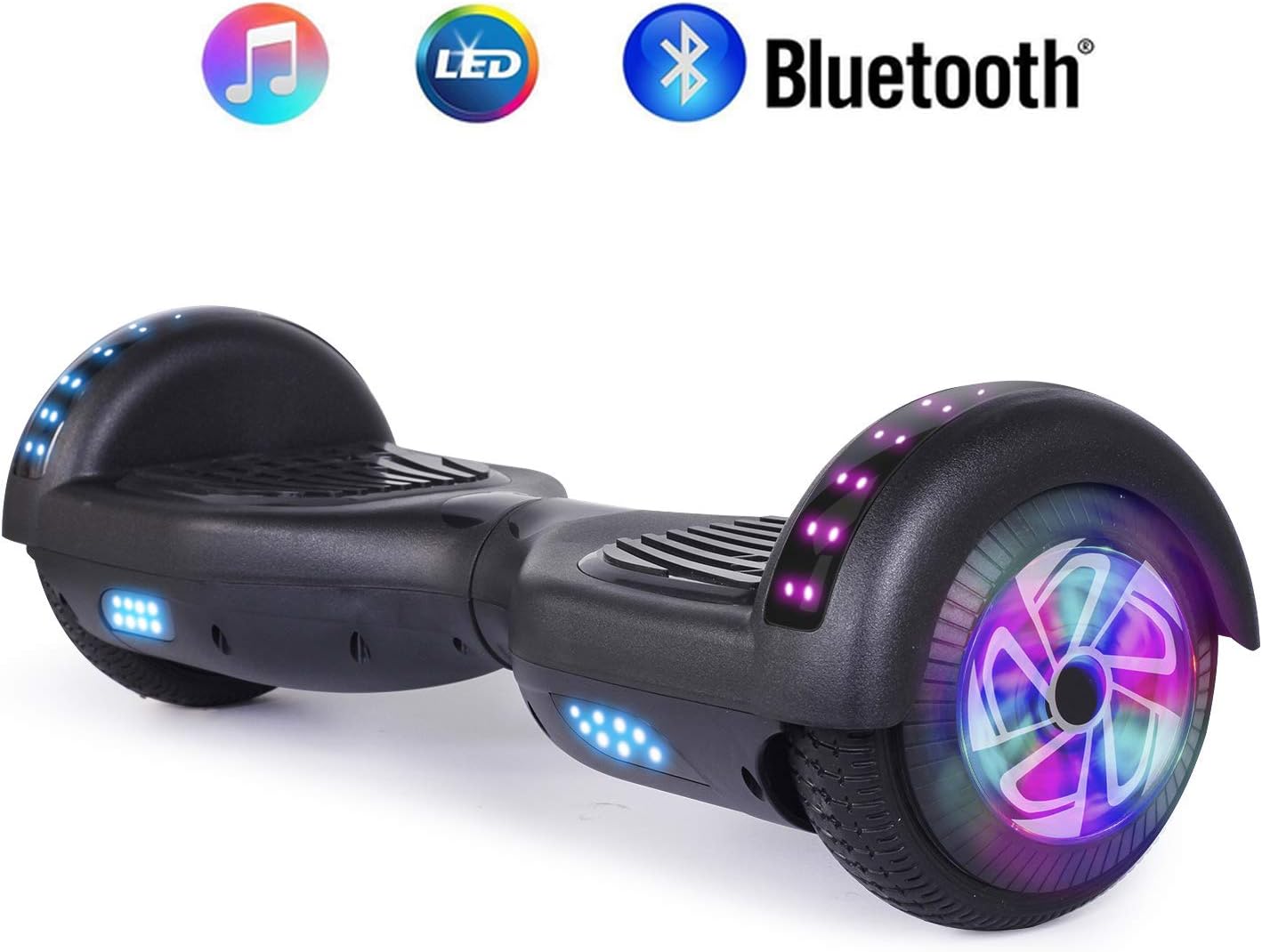 jolege Self Balancing Hoverboard,6.5" Hoverboard Self Balancing Scooters for Kids Adults with Built-in Bluetooth Speaker LED Flash Lights-UL2272 Certified(Free Carry Bag Available)