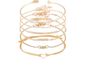 XOCARTIGE Layered Bracelet Set Assorted Beaded Bracelet Multiple Stackable Wrap Bangle Jewelry Adjustable