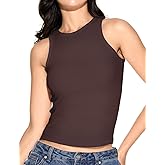 CavenaLab Tank Top with Built in Bra for Women Padded Ribbed Casual Sleeveless Camisole Long Crop Top