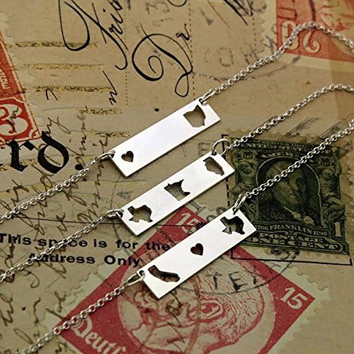 Silversmith925sterling silver state bar state necklace best friend gift state to state east to west hometown gift double state horizontal personalized bar - family gift - long distance relationship gifts