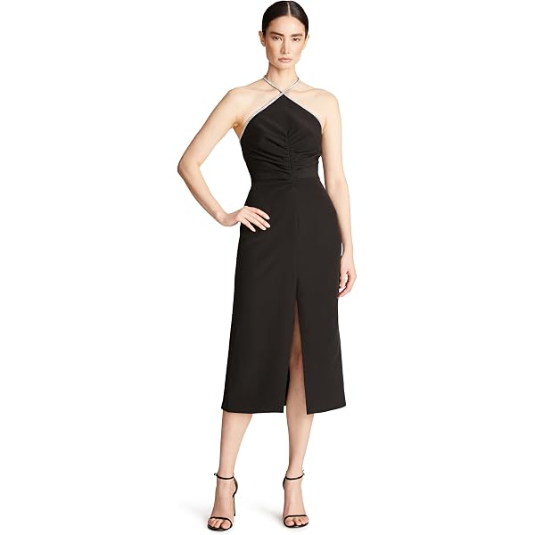 Amazon.com: HALSTON Women's Cocktail Dress in Foil Chiffon, Black/Aubergine  : Clothing, Shoes & Jewelry