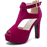 fereshte Women's Platform Chunky Block High Heel Peep-Toe Dress Sandals