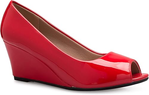 Amazon Com Olivia K Women S Adorable Low Peep Toe Wedge Heel