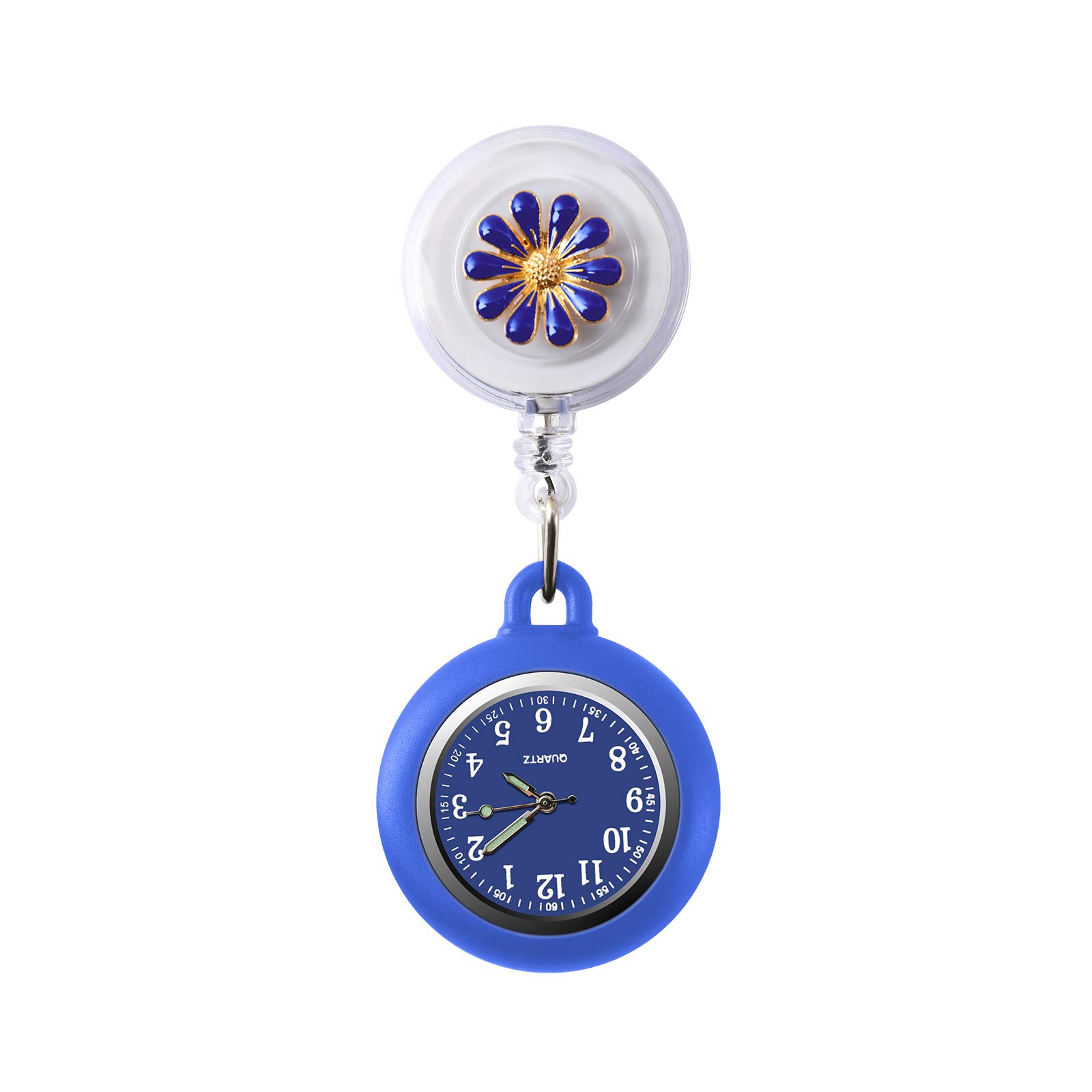 SibyTech Fob Watch, Clip-on Hanging & Retractable Medical Pocket Nurse Fob Watch for Men Women, Pointer Glow in Dark, for Health Care Nurses Doctors (Dark Blue)