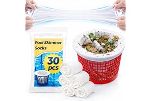 Sukh 30 Pack Pool Skimmer Socks - Pool Socks for Skimmer Basket, Traps Dog Hair, Sand, Pollen & Leaves, Protects Filter & Pum