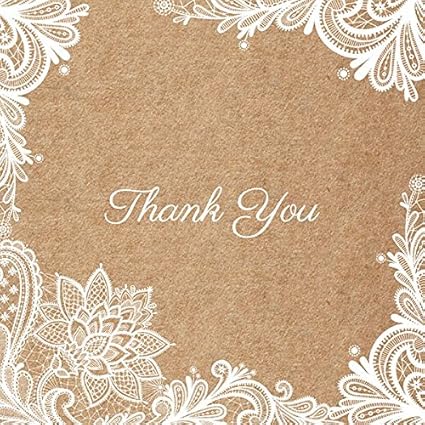 The Card Gallery Biglietto Di Ringraziamento Con Motivo In Pizzo Su Carta Rustica Messaggio Thank You Lingua Inglese Grazie Confezione Da Amazon It Cancelleria E Prodotti Per Ufficio